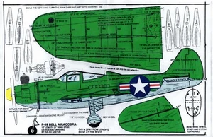 008 P-39 Airacobra .049 Perfil PLAN. Ala 21" con perfil aerodinámico simétrico - Imagen 1 de 1