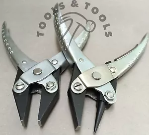 2 Piece Parallel Action Round Flat Nose & Smooth Flat Jaws Pliers Jewelry Crafts - Picture 1 of 1