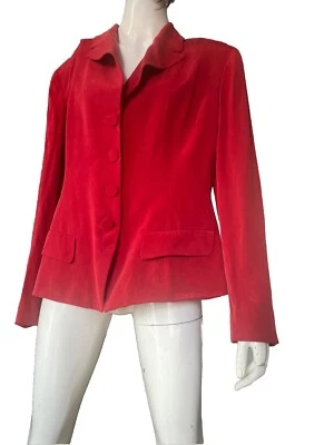 Blazer chaqueta roja vintage/via seta para mujer 100 % seda manga larga Foto 1 de 4