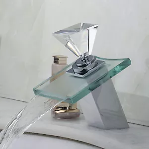 Bathroom Waterfall Deck Mount Faucet Single Handle Wash Basin Chrome Mixer Taps - Picture 1 of 8