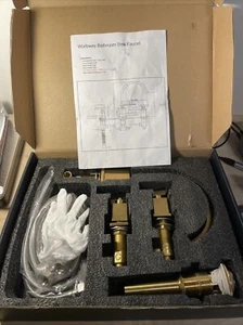 Grifo de baño dorado/latón 2 manijas de palanca fregadero de baño de 8" amplio - Imagen 1 de 9