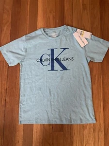 Camicia Calvin Klein Jeans Youth Medium blu chiaro nuova con etichetta ragazzo manica corta - Foto 1 di 6