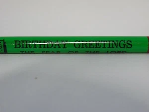 vintage birthday greetings the fear of the Lord prolongeth days green pencil - Picture 1 of 4