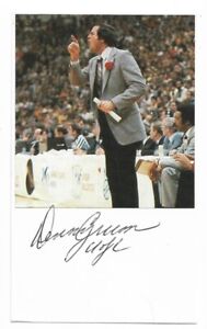 Denny Crum Signed Auto 3x5 Index Card Louisville Basketball 2x National Champs
