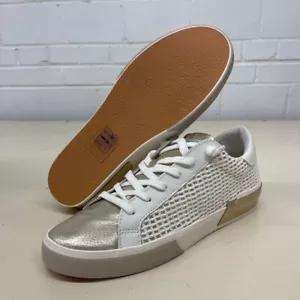 DOLCE VITA Zina Leather Sneaker Women's Size 8 Bone/Gold Woven - Picture 1 of 6