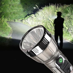 Solar Power Flashlight USB Rechargeable Flashlight Outdoor Emergency Power Bank - Picture 1 of 16