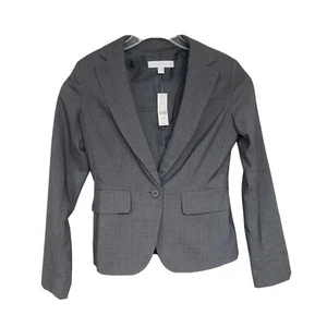 New York & Company Damen Blazer Größe 2 durchschnittlich grau Nadelstreifen Jacke Stretch - Bild 1 von 9