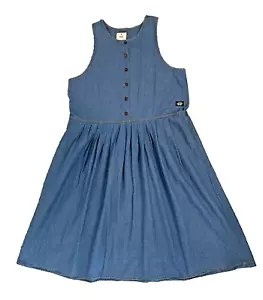 Dockers Sleeveless Denim Half Button Pleated Dress women cotton size 1X  USA NWT - Picture 1 of 17