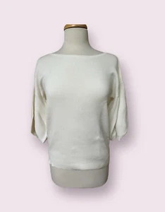 Neu mit Etikett Ann Taylor Elfenbein Baumwollmischung Strick Glockenärmel Pullover Gr. M mit Karton - Bild 1 von 5