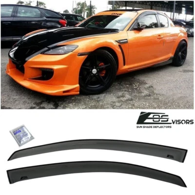 EOS Visors For 03-12 Mazda RX-8 JDM Tape-On Side Window Rain Guard Deflectors - Image 1 of 4