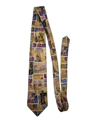 ALYNN NeckTie Tan William Shakespeare Poetry Novelty Printed Silk USA Made 56" - Image 1 of 4