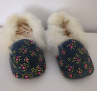 Vintage Blue Pink Yellow Fur Child Shoes Slippers Size 2 60s
