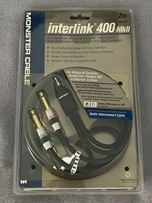 Monster Cable Interlink 400MKII - RCA Stereo Audio Interconnect 1 M 3.3 Feet NEW - Image 1 of 2