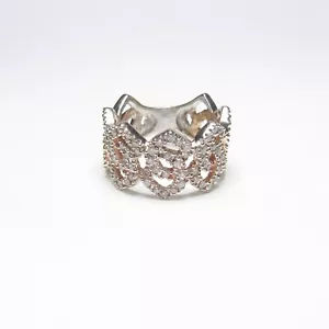 C&S Estate 14K White, Rose Gold Brilliant Cut Diamond Celtic Knot Ring 0.90 Cts - Picture 1 of 5