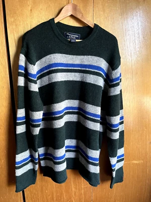 VTG ABERCROMBIE & FITCH Men's 100% Wool Multicolor Striped Pullover Sweater XL - Image 1 of 4