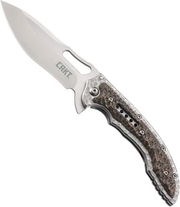 CRKT Fossil Compact Brown 5460-Folding Pocket Knife EDC frame lock , Satin Blade - Picture 1 of 9