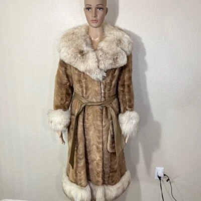 Abrigo de piel de visón personalizado Rudi Kluger de colección chaqueta larga con cinturón cuello puños (¿M?) Foto 1 de 4