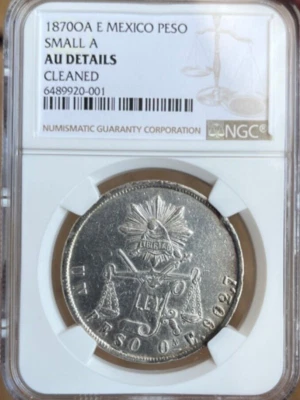 1870 OA E Peso México Pequeño A NGC AU Detalles Foto 1 de 4