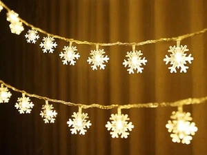 Snowflake Fairy String Lights, Snow String Lights, Christmas Lights, Home Decor - Picture 1 of 7