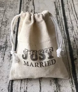 100x Vintage Just Married Stamp Line Wedding Favor Bags Wedding Gift Favours Bag - Picture 1 of 4