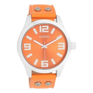ooZoo Damen Armbanduhr C1072 Neonorange Sommer Ø46mm Herren Lederarmband Analog - Picture 1 of 2