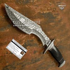 IMPACT CUTLERY CUSTOM DAMASCUS HUNTING BOWIE KNIFE BULL HORN HANDLE- 1570