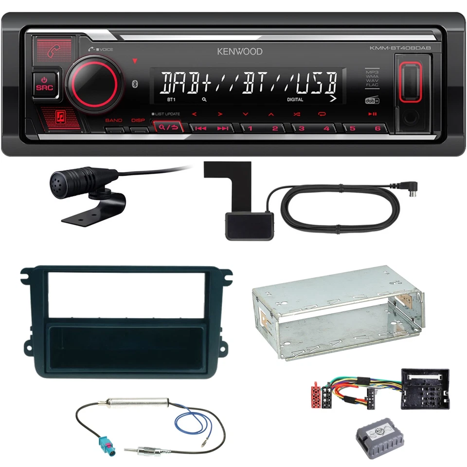 Kenwood KMM-BT408DAB Bluetooth DAB Einbauset für Seat Leon Altea XL Alhambra - Bild 1 von 1