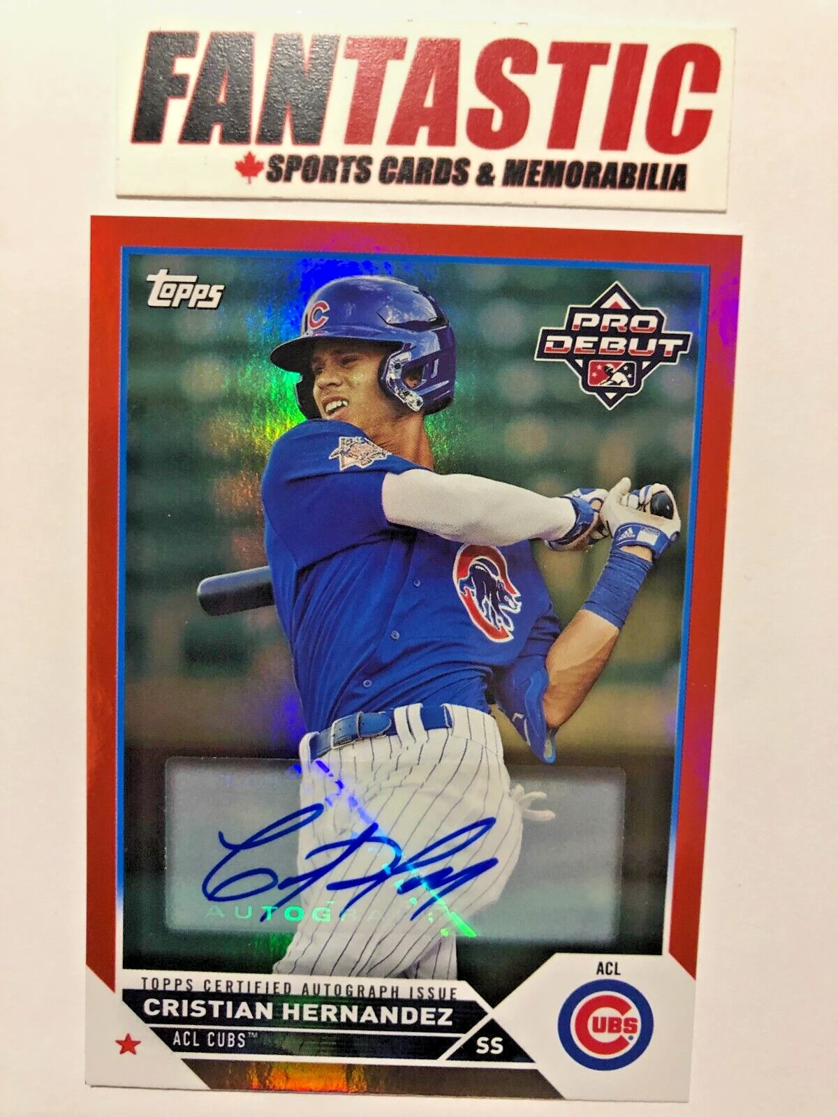 2023 Topps Pro Debut AUTO RED Foil 07/10 PD-163 Cristian Hernandez ACL Cubs