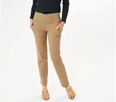 Pantalones de mujer con control Tushy Lifter cintura cruzada-taupe-alto 2X-A463477 Foto 1 de 4