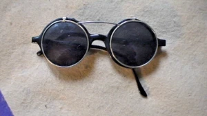 Vintage Retro R.O.C. round metal glasses with flip-down sunglasses; Taiwan - Picture 1 of 9