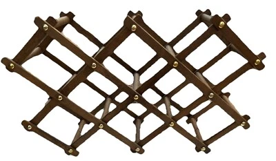 Portabotellas de vino de madera de acordeón danés moderno vintage de mediados de siglo Foto 1 de 4