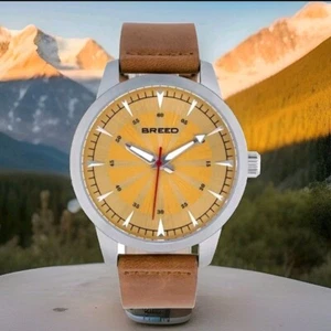 Breed BROWN Leather Band QUARTZ Watch - Men's Silver / BROWN New In Box - Picture 1 of 10