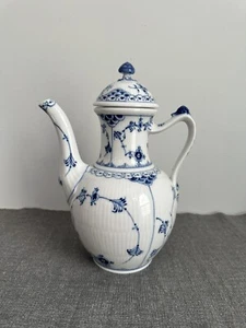 Royal Copenhagen Blue Fluted Half Lace Border Coffee Pot #519 - 1st Quality Mark - Picture 1 of 7