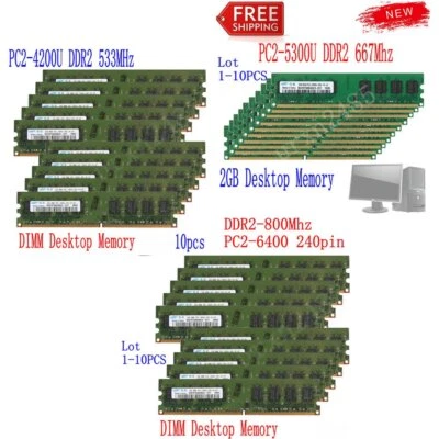 16GB 8GB 4GB 2GB DDR2 533 667 800MHz PC2 Desktop RAM Memory New For Samsung LOT - Image 1 of 4