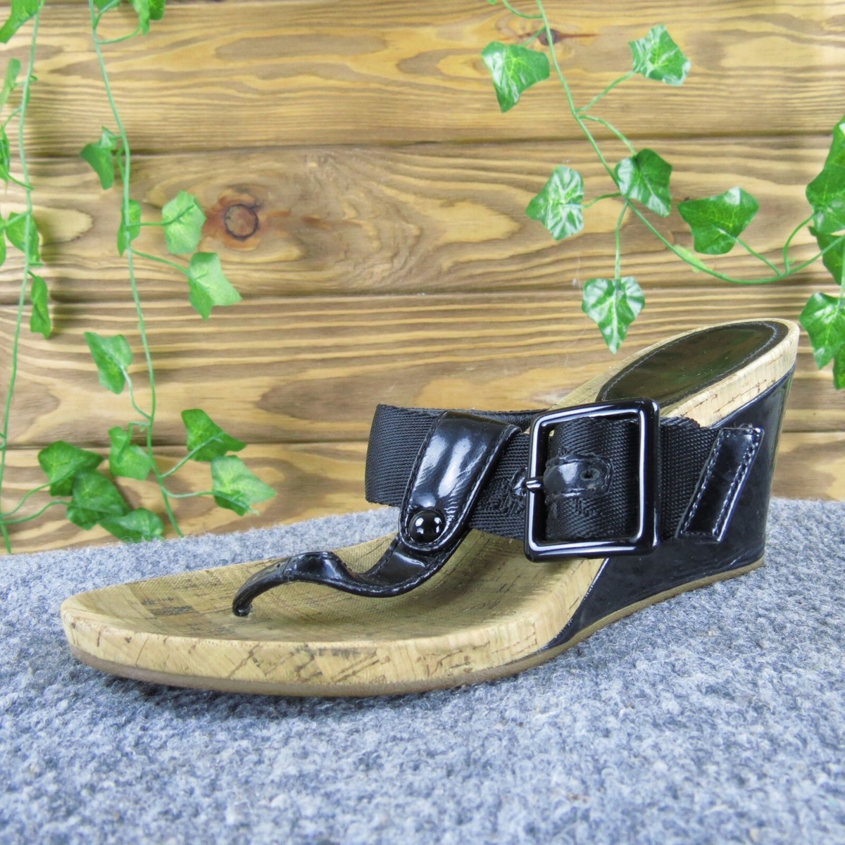 Coach Buckle Wedge Leather Upper Sandals for Women for sale