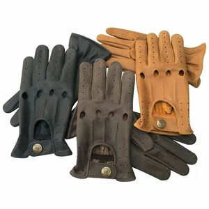 PSS Men's Driving Gloves Cow Kashmira Two Tone Leather Slim Fit Unlined 507 - Picture 1 of 5