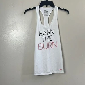 Nike White Earn the Burn Dri Fit Women's Tank Top Size S - Picture 1 of 5