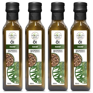 4x100 ml Hanföl Hanfsamenöl Health Seed® - Ungefiltert Kaltgepresst Glasflasche - Bild 1 von 3
