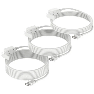 3-Pack (9/12/15FT) Indoor Extension Cord 3-Outlet 2-Prong Plugs 13 Amps 16 Gauge - Image 1 of 4