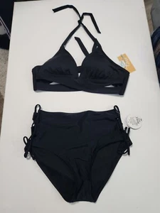 Womens Black Bathing Suit Set Size Medium - Picture 1 of 4