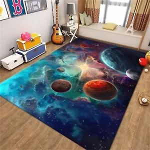 Large Washable Rugs for Boys Room 6x9 ft Outer Space Planet Print Floor Carpe... - Picture 1 of 6