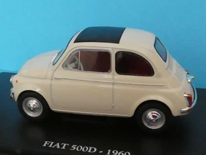 Fiat 500 2 puertas berlina 1960 crema con rojo/blanco interior Atlas 1:24 th. Escala - Imagen 1 de 6