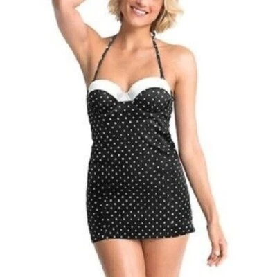 *Nuevo Top Tankini Spanx Retro Dresskini Lunares Natación Con Aros Tazas Moldeadas-6 Foto 1 de 4