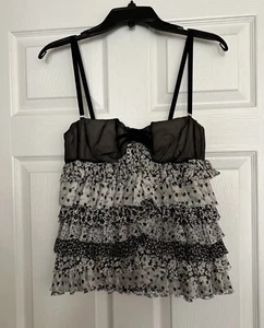 Vintage Dolce & Gabbana D&G Corset Top Silk Ruffles Made In Italy *Size 40* - Picture 1 of 14
