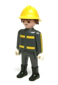 Playmobil Figur Feuerwache Feuerwehrmann Feuerwehrmann mit gelbem Helm braune Haare - Bild 1 von 1