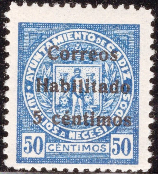ESPAÑA GUERRA CIVIL, CADIZ, SOBREIMPRESIÓN NEGRA, MNH Foto 1 de 1