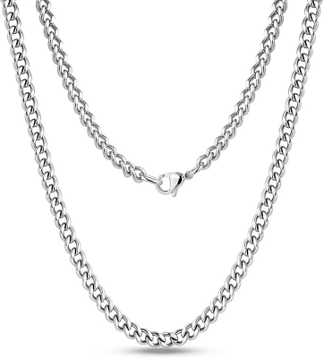 Collana Uomo Argento 55 Cm Con Base in Acciaio Inossidabile 316L Resistente All' - Immagine 1 di 4