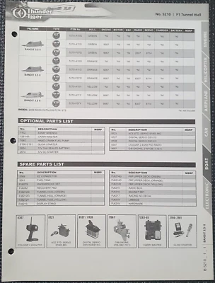 Casco de túnel Thunder Tiger 5210 F1. Lista de peças e folha de diagrama Bandit 3.5II - Imagem 1 de 2