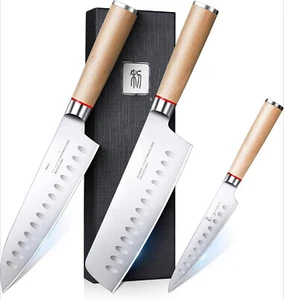 Kitchen Knife Set, 3 Piece Professional Chef's Knife Set Stainless Steel Knife - Picture 1 of 6