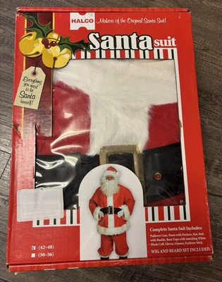 Professional Plush Halco Santa Suit Costume Wig Beard +8 Pieces 42-48 Christmas - Image 1 of 4